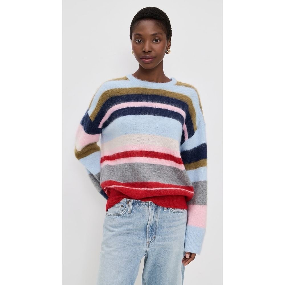 Guizio Oversized Stripe Knit Pullover Sweater Large
